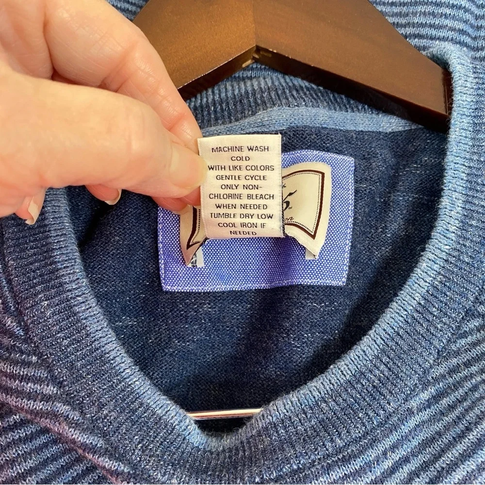 Jos. A. Bank Men’s 1905 Crewneck Raglan Sleeve Sweater Blue Stripe Size XXL